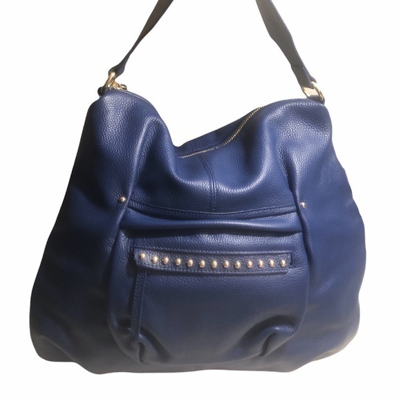 Laggo blue leather bag studded hobo w/ strap